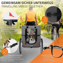 Hundeanhänger Fahrradanhänger Hunde bis 40 kg Grau HAUKI