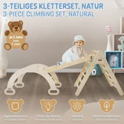 3in1 Kletterdreieck mit Rutsche & Kletterbogen aus Holz von Joyz