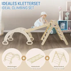 3in1 Kletterdreieck mit Rutsche & Kletterbogen aus Holz von Joyz