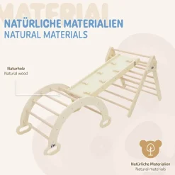 3in1 Kletterdreieck mit Rutsche & Kletterbogen aus Holz von Joyz