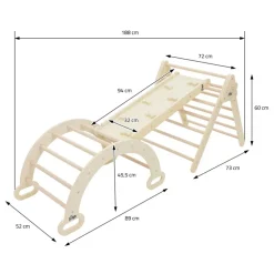 3in1 Kletterdreieck mit Rutsche & Kletterbogen aus Holz von Joyz