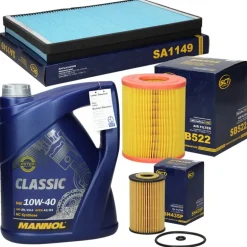 Inspektionspaket mit 5L Mannol Classic 10W-40 Mercedes Benz A-Klasse (W168)
