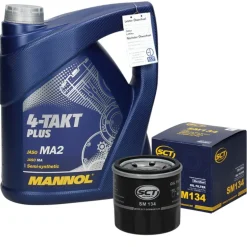 Inspektionspaket mit 4L Mannol Takt Plus 10W-40 Mazda 323 Nissan Primera