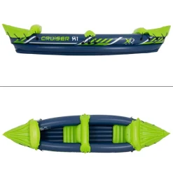 Kajak Cruiser X1 mit Alu-Doppelpaddel 318x80x55 cm Grün/Weiß/Blau aus Kunststoff