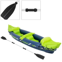 Kajak Cruiser X1 mit Alu-Doppelpaddel 318x80x55 cm Grün/Weiß/Blau aus Kunststoff