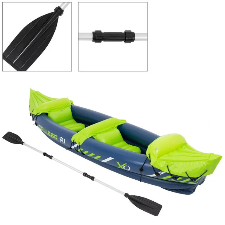 Kajak Cruiser X1 mit Alu-Doppelpaddel 318x80x55 cm Grün/Weiß/Blau aus Kunststoff