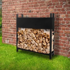 Kaminholzregal mit Abdeckung 113x25x115 cm Anthrazit aus Stahl ML-Design