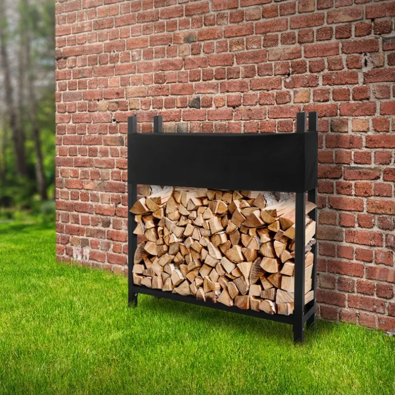 Kaminholzregal mit Abdeckung 113x25x115 cm Anthrazit aus Stahl ML-Design