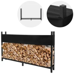 Kaminholzregal mit Abdeckung 200x25x115 cm Anthrazit aus Stahl ML-Design