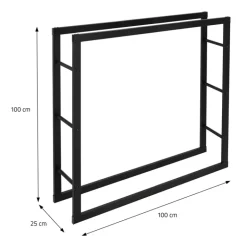 Kaminholzregal 100x25x100 cm Schwarz aus Metall ML-Design