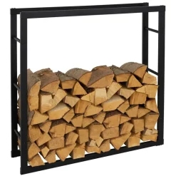 Kaminholzregal 100x25x100 cm Schwarz aus Metall ML-Design
