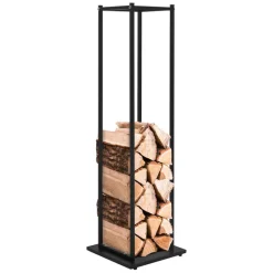 Kaminholzregal 33x33x115 cm Schwarz aus Metall ML-Design
