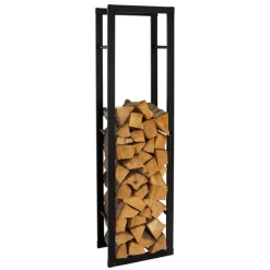 Kaminholzregal 40x150x25 cm Schwarz aus Metall ML-Design