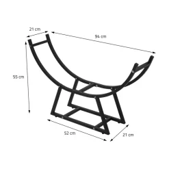 Kaminholzregal 55x21x94 cm Schwarz aus Metall ML-Design