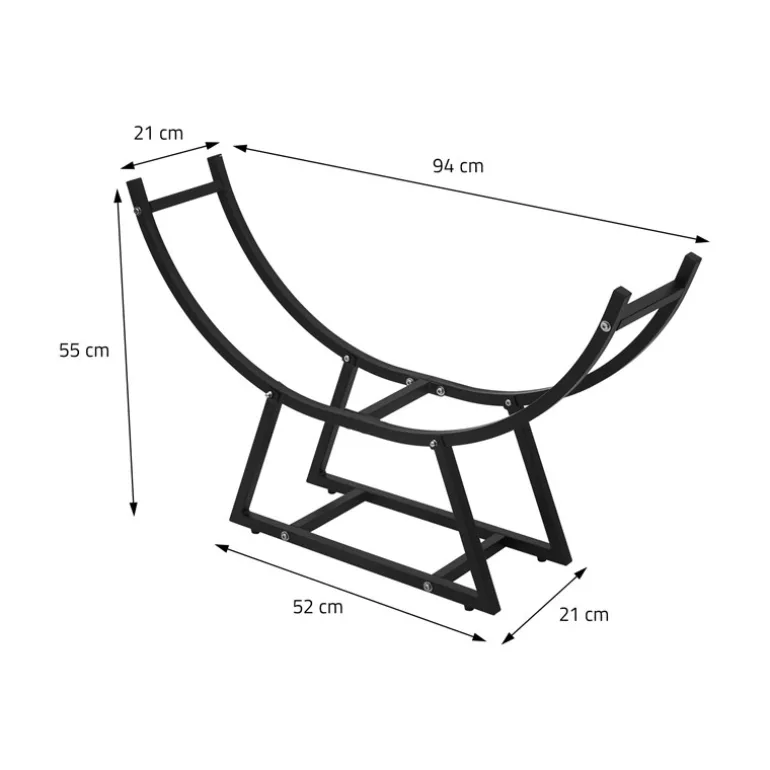 Kaminholzregal 55x21x94 cm Schwarz aus Metall ML-Design