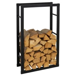 Kaminholzregal 60x100x25 cm Schwarz aus Metall ML-Design