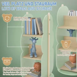 Kinder Bücherregal Baum-Form Grün/Natur mit 5 Regale Joyz