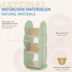 Kinder Bücherregal Baum-Form Grün/Natur mit 5 Regale Joyz
