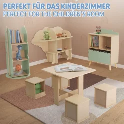 Kinder Bücherregal Bär-Design Natur mit offenen Regalen Joyz