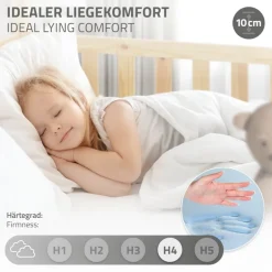 Kinderbett Hausbett 80x160 cm aus Kiefernholz inkl. Matratze H-10cm Rausfallschutz Dach und Lattenrost ML-Design