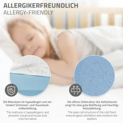 Kinderbett Hausbett 90x200 cm aus Kiefernholz inkl. Matratze H-16cm Rausfallschutz Dach und Lattenrost ML-Design
