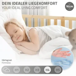 Kinderbett Hausbett 90x200 cm aus Kiefernholz inkl. Matratze H-16cm Rausfallschutz Dach und Lattenrost ML-Design