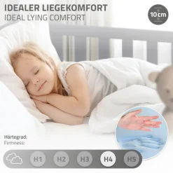 Kinderbett Hausbett 70x140 cm Hellgrau aus Kiefernholz inkl. Matratze H-10cm Rausfallschutz Dach und Lattenrost ML-Design