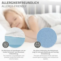 Kinderbett Hausbett 90x200 cm Hellgrau aus Kiefernholz inkl. Matratze H-16cm Rausfallschutz Dach und Lattenrost ML-Design