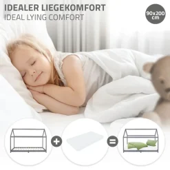 Kinderbett Hausbett 90x200 cm Hellgrau aus Kiefernholz Holzbett mit Dach und Lattenrost ML-Design