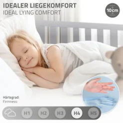 Kinderbett Hausbett 90x200 cm Hellgrau aus Kiefernholz inkl. Matratze H-10cm Rausfallschutz Dach und Lattenrost ML-Design