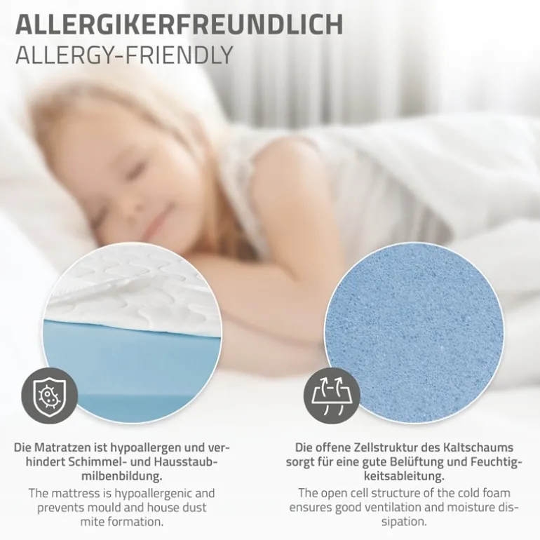 Kinderbett Hausbett 90x200 cm Weiß aus Kiefernholz inkl. Matratze H-16cm Holzbett mit Dach und Lattenrost ML-Design
