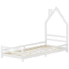 Kinderbett Haus 90x200 cm Weiß Hausbett für Kinder Holzbett mit Lattenrost Schornstein Design ML-Design