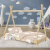 Kinderbett Tipi 70x140 cm aus Kiefernholz Holzbett mit Lattenrost ML-Design