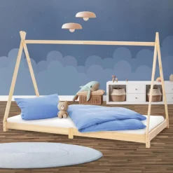 Kinderbett Tipi 90x200 cm aus Kiefernholz Holzbett mit Lattenrost ML-Design