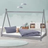 Kinderbett Tipi 90x200 cm Hellgrau aus Kiefernholz Holzbett mit Lattenrost ML-Design