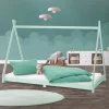 Kinderbett Tipi 90x200 cm Minze aus Kiefernholz Holzbett mit Lattenrost ML-Design