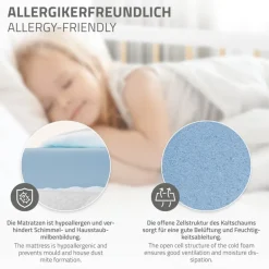 Kinderbett 80x160 cm mit Matratze, Lattenrost und Rausfallschutz in Weiß/Natur ML-Design