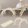 Kinderkletterbogen Natur mit Rutsche oder Kletterwand 2 in 1 Natur aus Holz Joyz