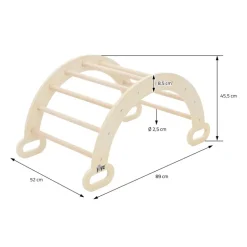 Kinderkletterbogen Natur mit Rutsche oder Kletterwand 2 in 1 Natur aus Holz Joyz
