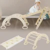 Kinderkletterbogen Natur mit Rutsche oder Kletterwand 2 in 1 Natur/Weiß aus Holz Joyz