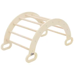 Kinderkletterbogen Natur mit Rutsche oder Kletterwand 2 in 1 Natur/Weiß aus Holz Joyz