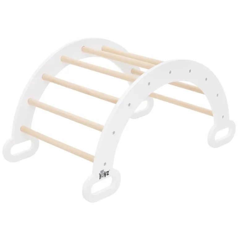 Kinderkletterbogen Natur/Weiß mit Rutsche oder Kletterwand 2 in 1 Natur aus Holz Joyz