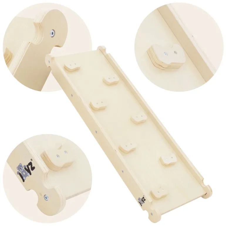 Kinderkletterbogen Natur/Weiß mit Rutsche oder Kletterwand 2 in 1 Natur aus Holz Joyz