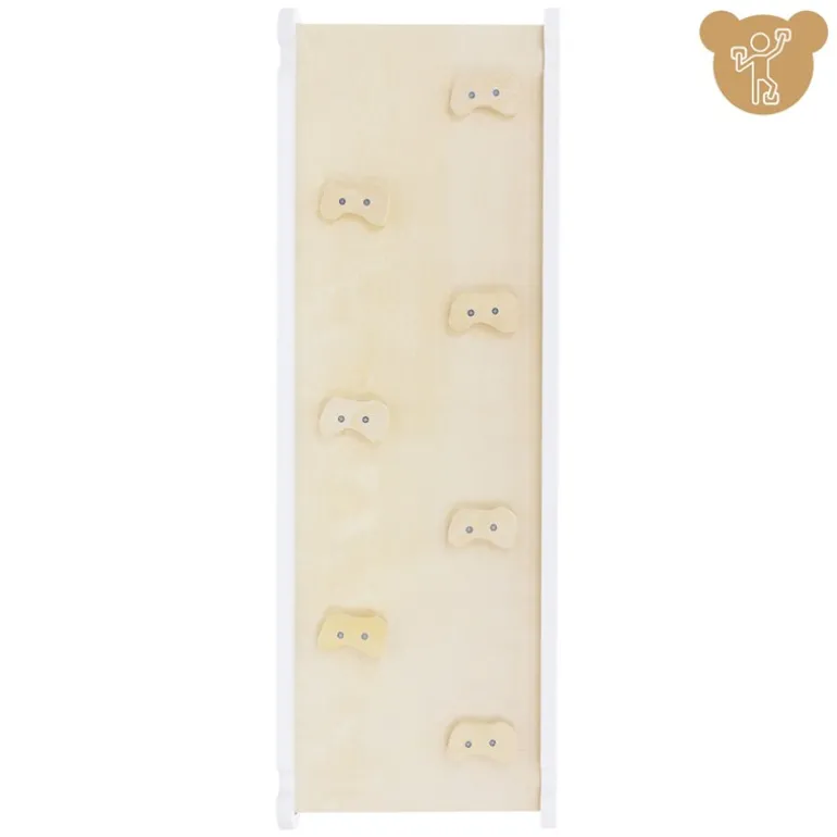 Kinderkletterbogen Natur/weiß mit Rutsche oder Kletterwand 2 in 1 Natur/Weiß aus Holz Joyz
