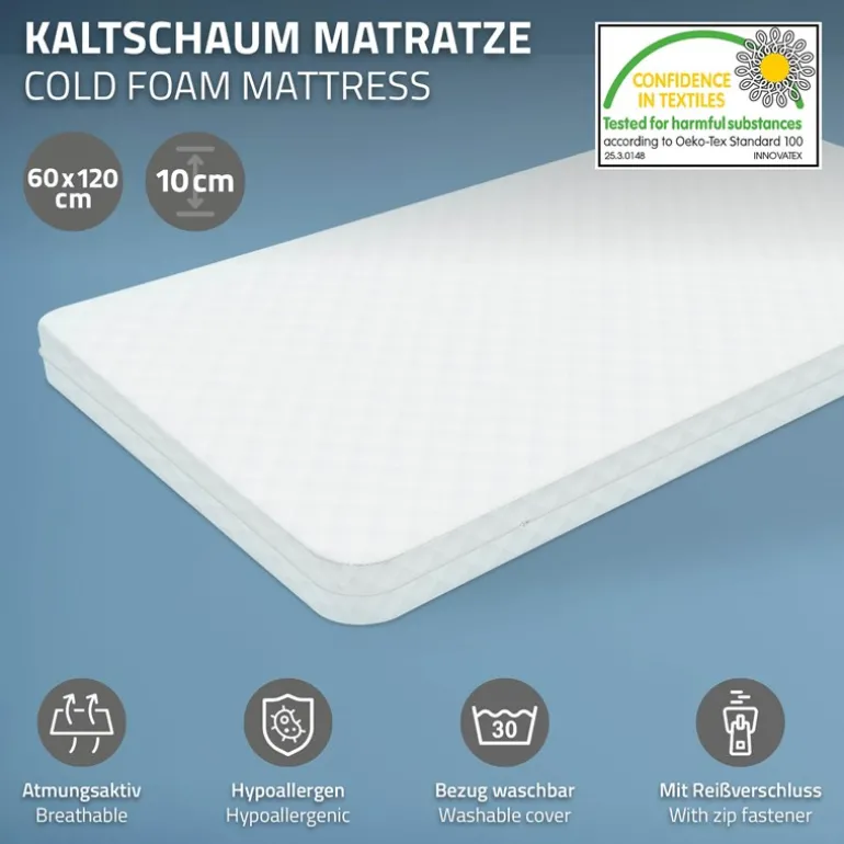 Kindermatratze 120x60x10 cm aus Kaltschaum ML-Design