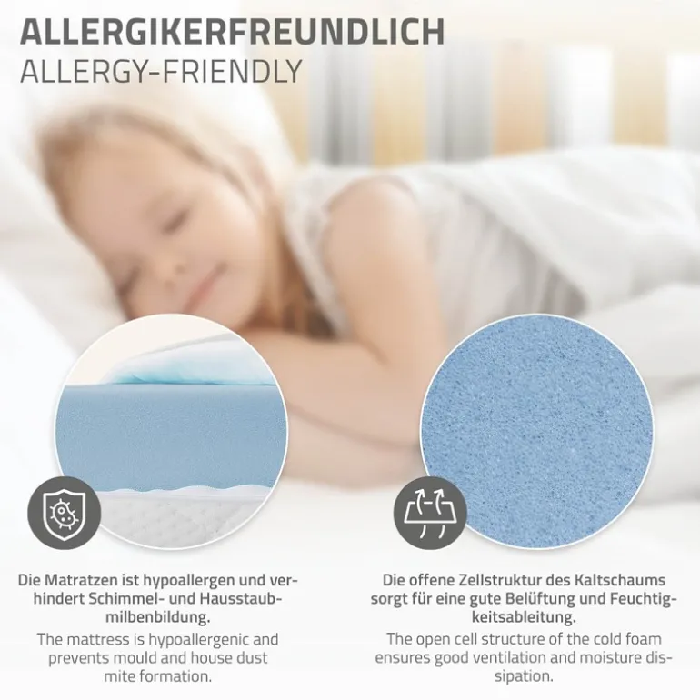Kindermatratze 70x140x10 cm aus Polyester Oeko-Tex 100 ML-Design