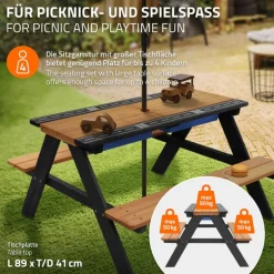 Kindersitzgarnitur Kindersitzgruppe Naturbraun, Schwarz, Tanne, massiv, 35 x 7 x 25,5 cm ML-Design