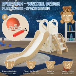 Kinder Spielturm 3in1 Indoor ab 3 Jahren mit Rutsche, Basketballkorb und Kletterwand JOYZ