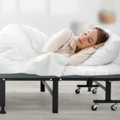 Klappbares Gästebett 90x200 cm mit Matratze, rollbar, für Kinder & Erwachsene bis 200kg belastbar