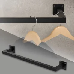 Kleiderstange Garderobe Wandmontage 12 x 60 cm Schwarz aus Stahl ML-Design